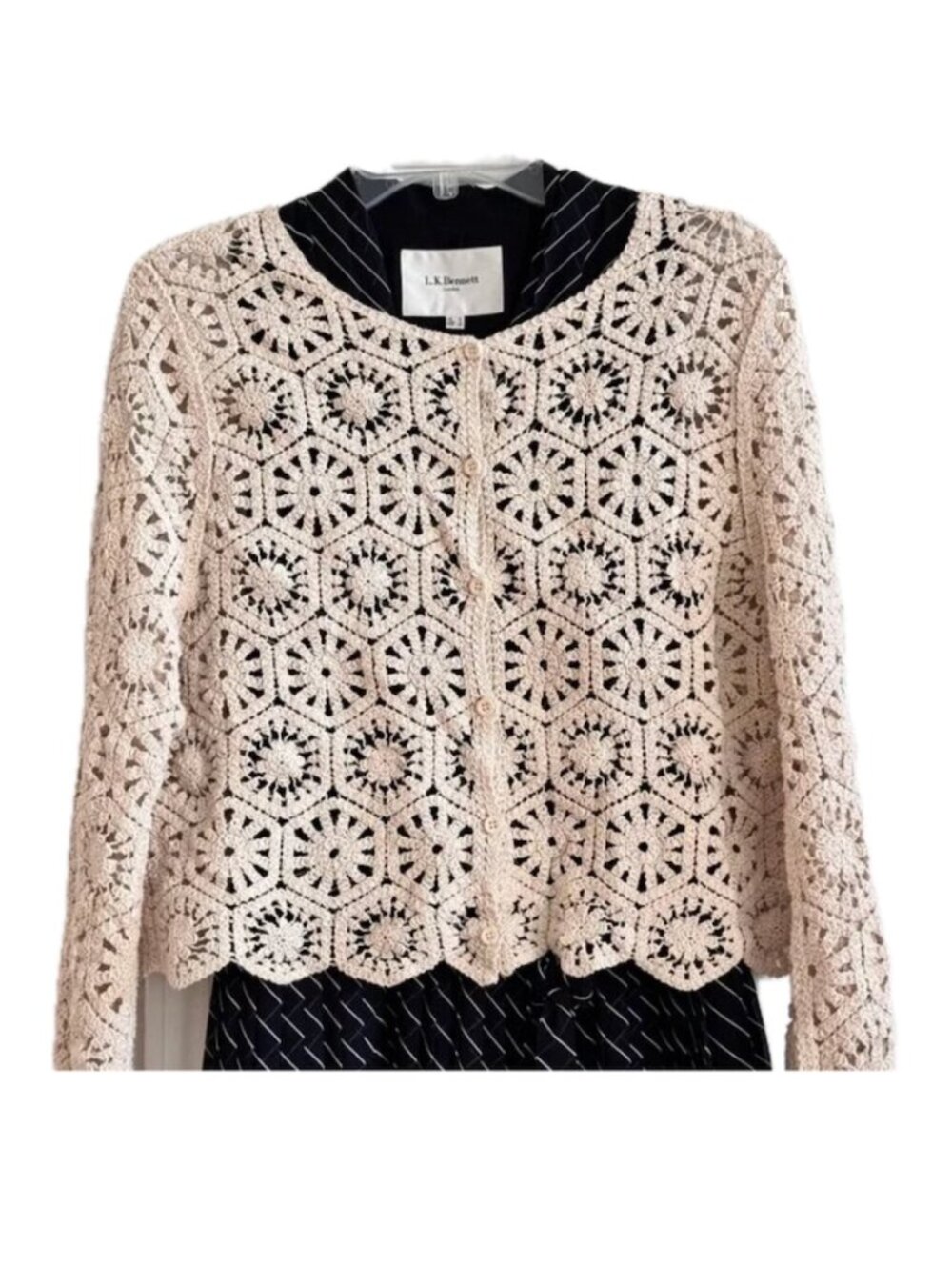Rebellion Crocheted Cardigan Women's M Cropped Sweater Cream  NEW